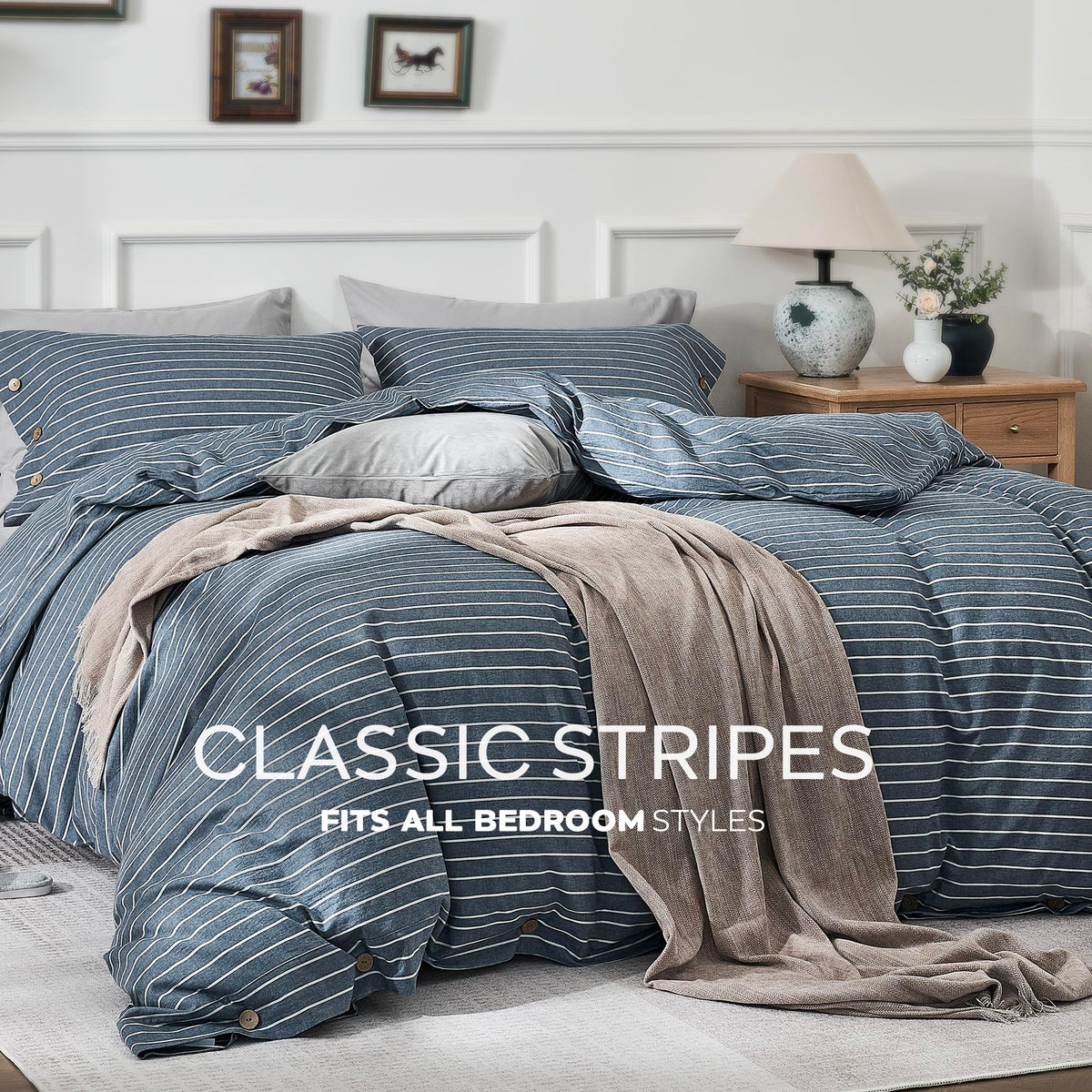 JELLYMONI queen bedding in a cozy bedroom scene with vintage style