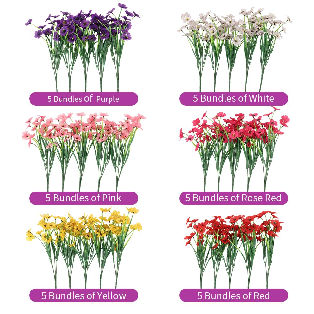 JEMONG window box decor with mixed-color artificial flowers.