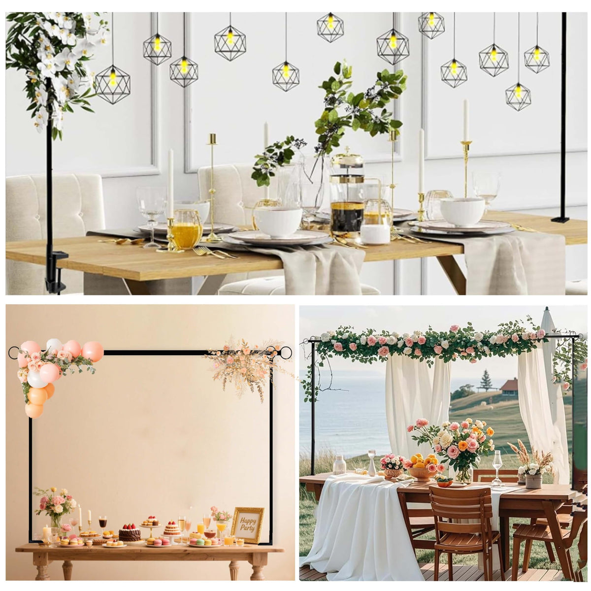 Jenlion table arch creates a focal point for birthday party decor.