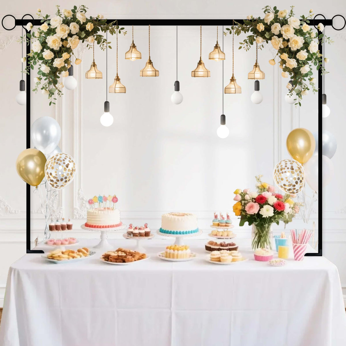 Jenlion versatile stand for weddings, baby showers, and birthdays.