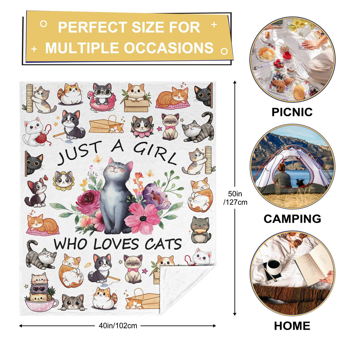 Jepufo cat blanket all-season use for couch, bed, and travel scenarios.