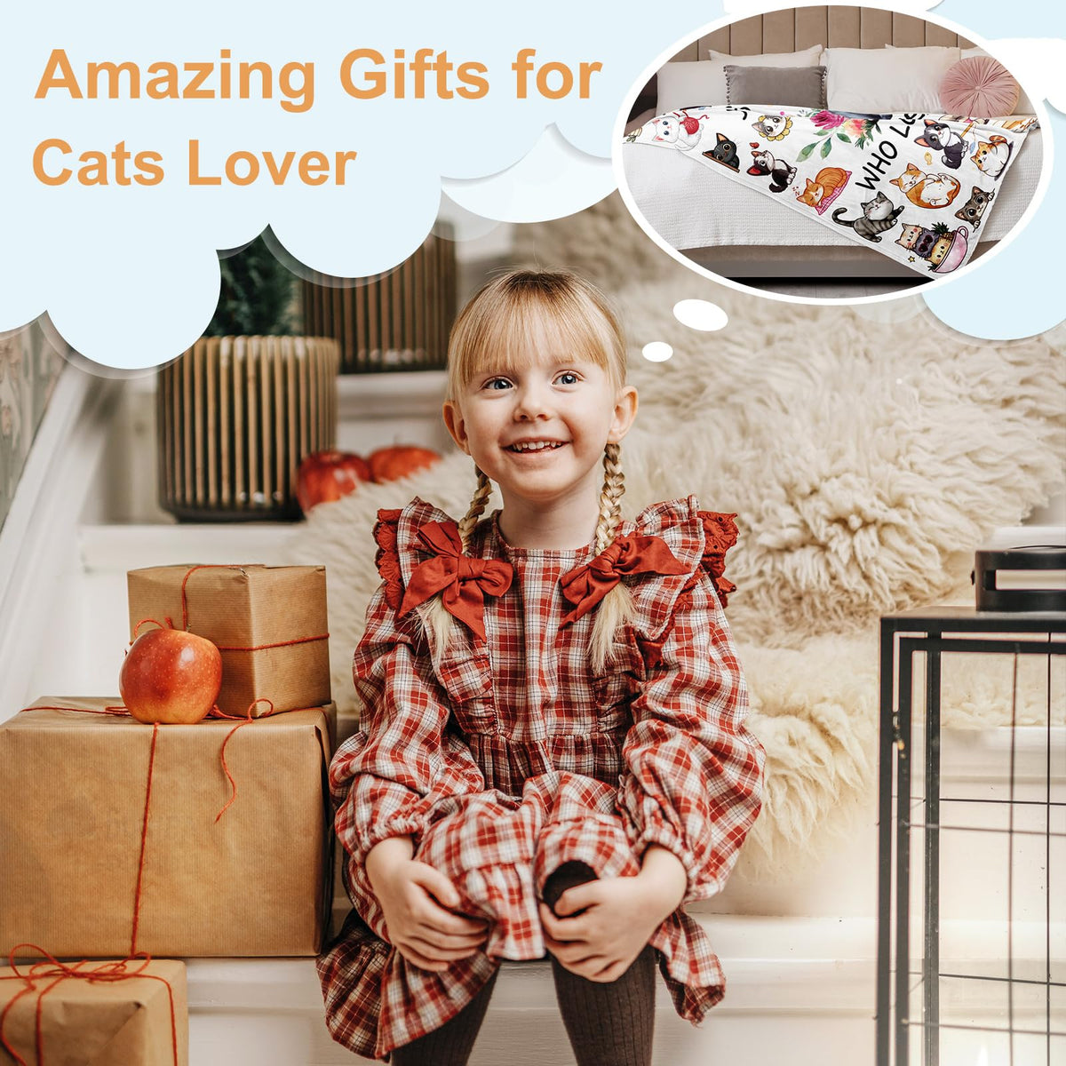 Jepufo cat blanket gift-ready appeal for kitten lovers and fans.