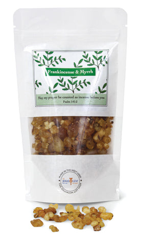 Front view of The Jerusalem Gift Shop frankincense and myrrh gift pack.