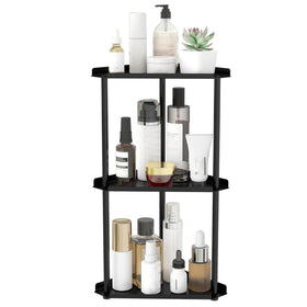 Jesginboo 3-tier bathroom organizer with guardrails keeps items secure on the countertop