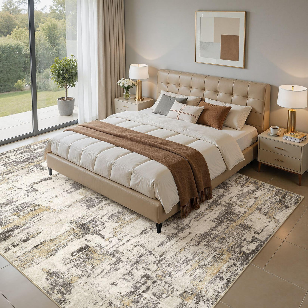 Jessibou non-slip backing keeps rug secure on hard floors
