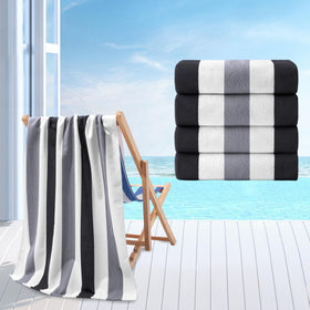 Jessy Home beach towel set 4-pack with sand-free stripe for easy sand removal
