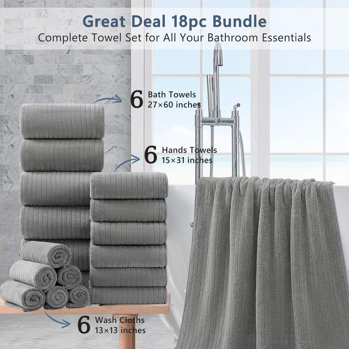 Large bath towels 27x60 inches from Jessy Home for quick drying and comfort