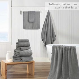 Grey towel set by Jessy Home suitable for home, hotel, and spa settings