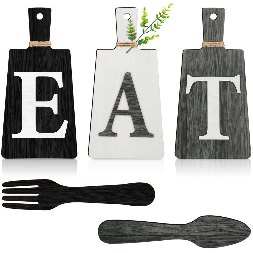 Jetec cutting-board eat sign set on wall adds rustic kitchen charm