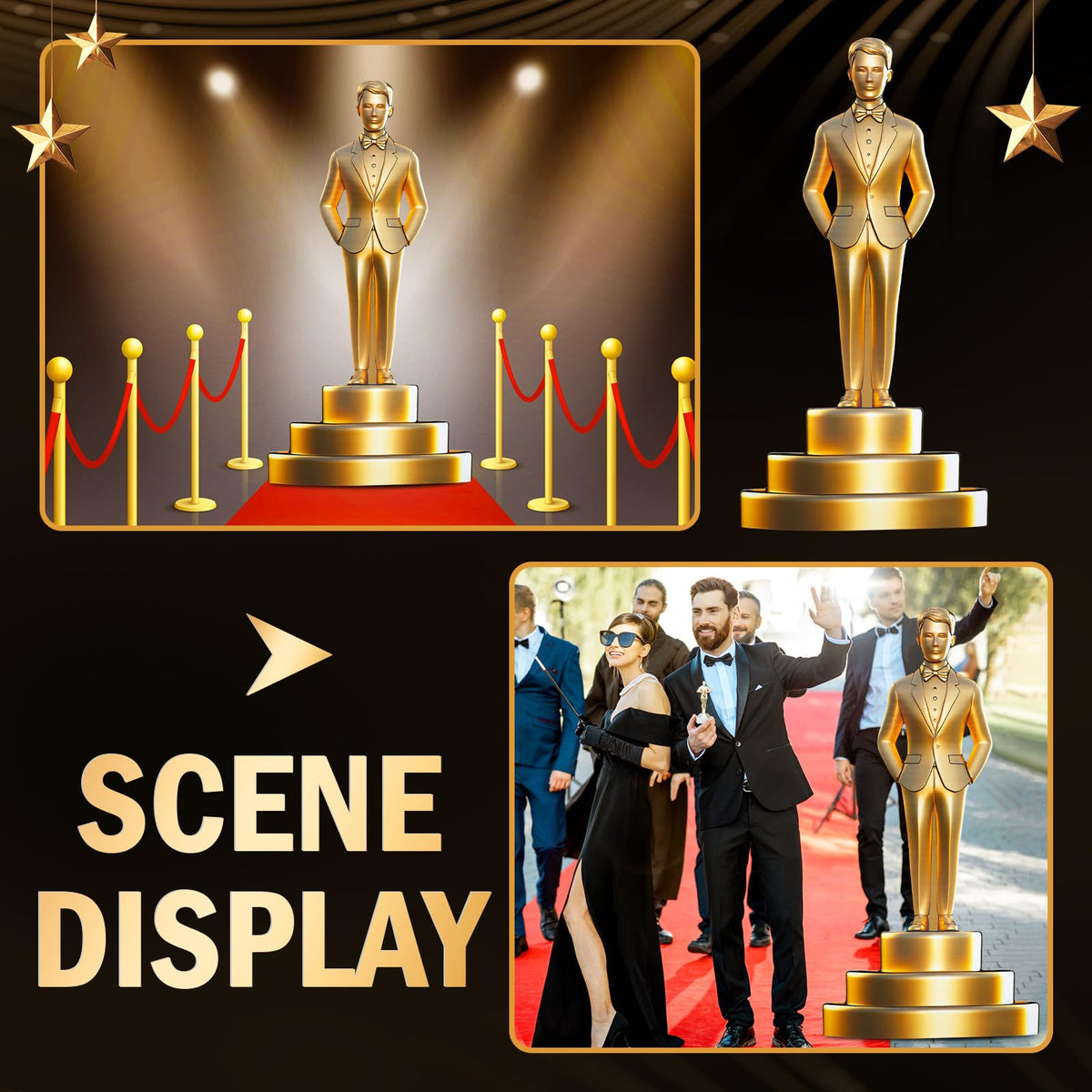 Jetec gold trophy cutout standup adds stage-worthy flair for award-themed celebrations.