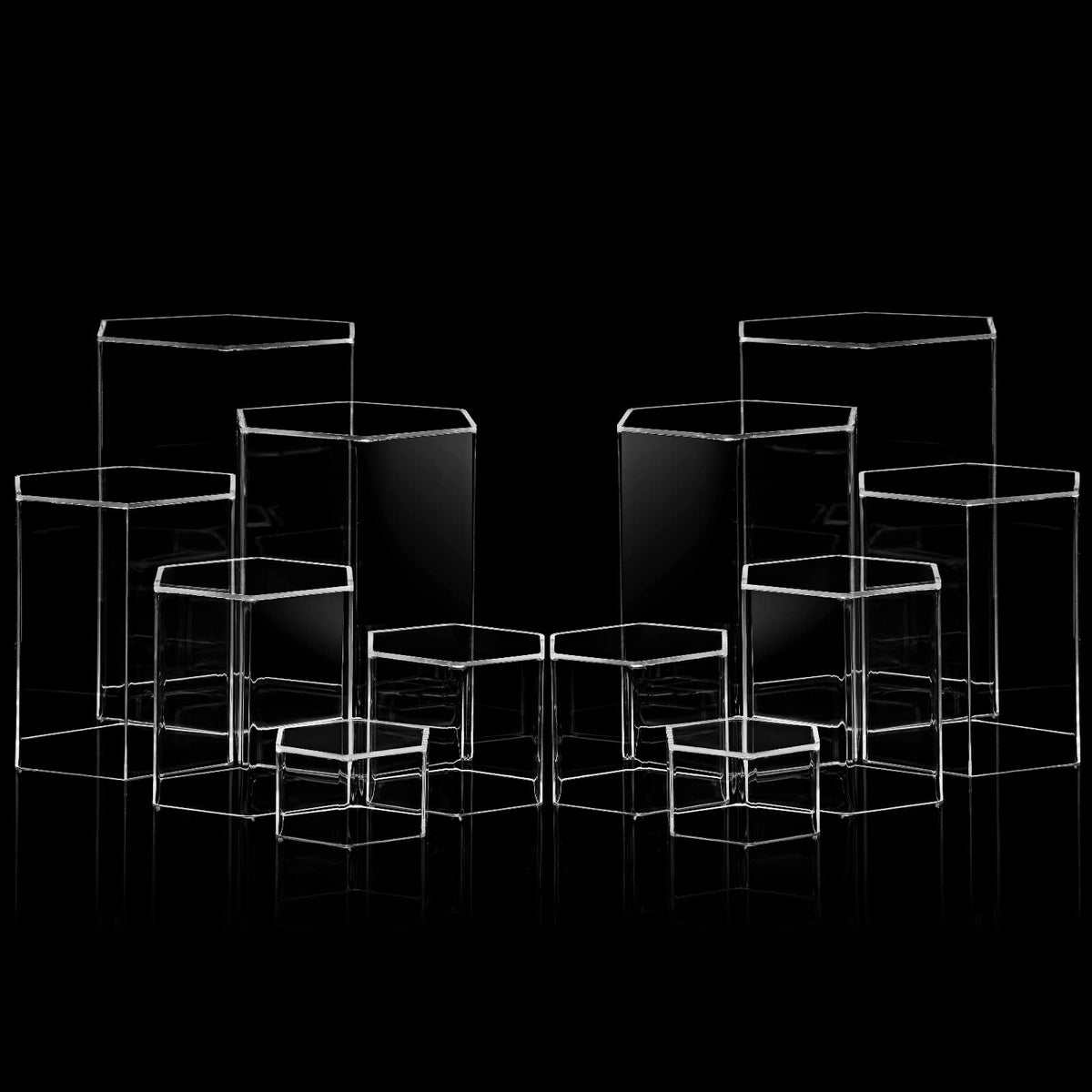 Jetec hexagonal display stand clear acrylic showcases jewelry with elegance