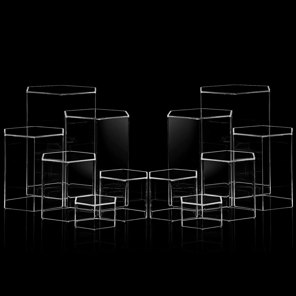 Jetec hexagonal display stand clear acrylic showcases jewelry with elegance
