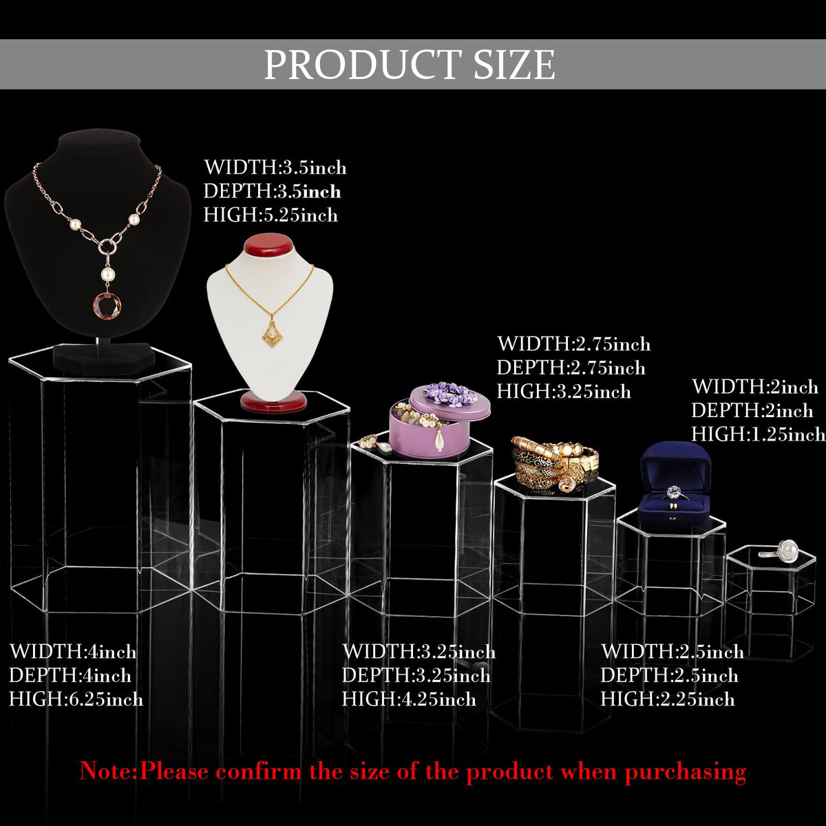 Jetec hexagonal display stand closeup highlights durable acrylic construction