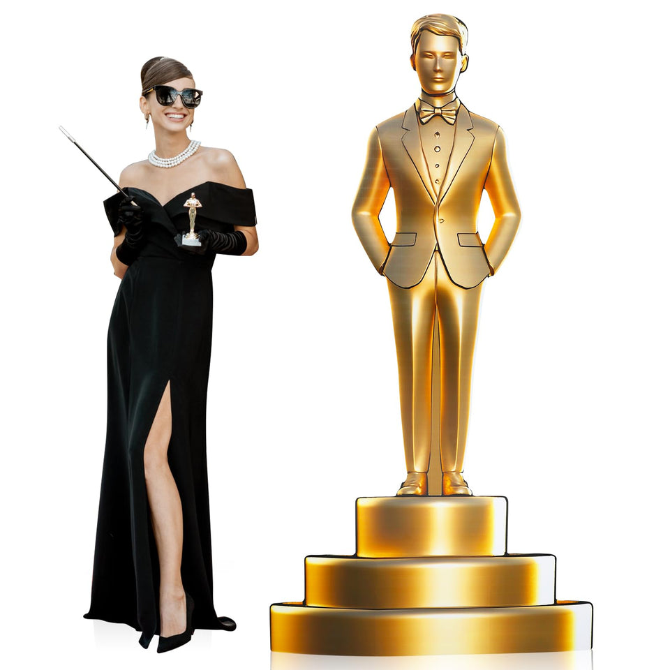 Jetec red carpet male stand elevates movie night backdrops with gold finish.