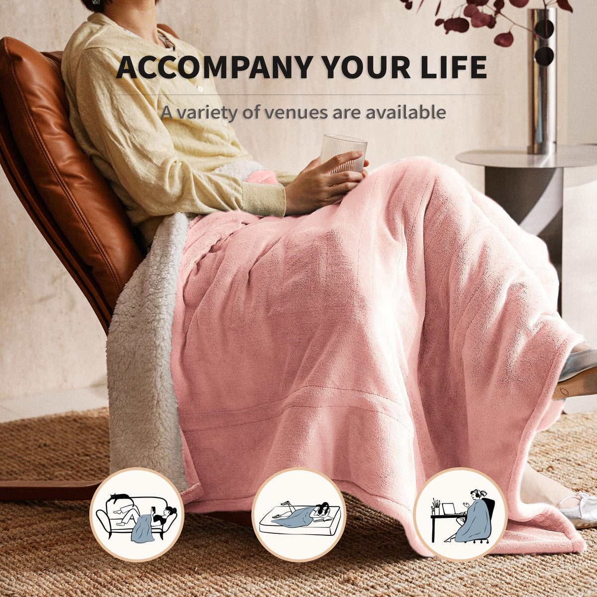 JET'S HOME heated blanket quick heat with 5 levels for personalized comfort