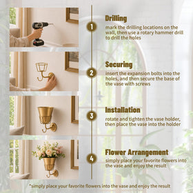 Jevuoyee Gold Wall Vase in kitchen storage offers practical decorative organization.