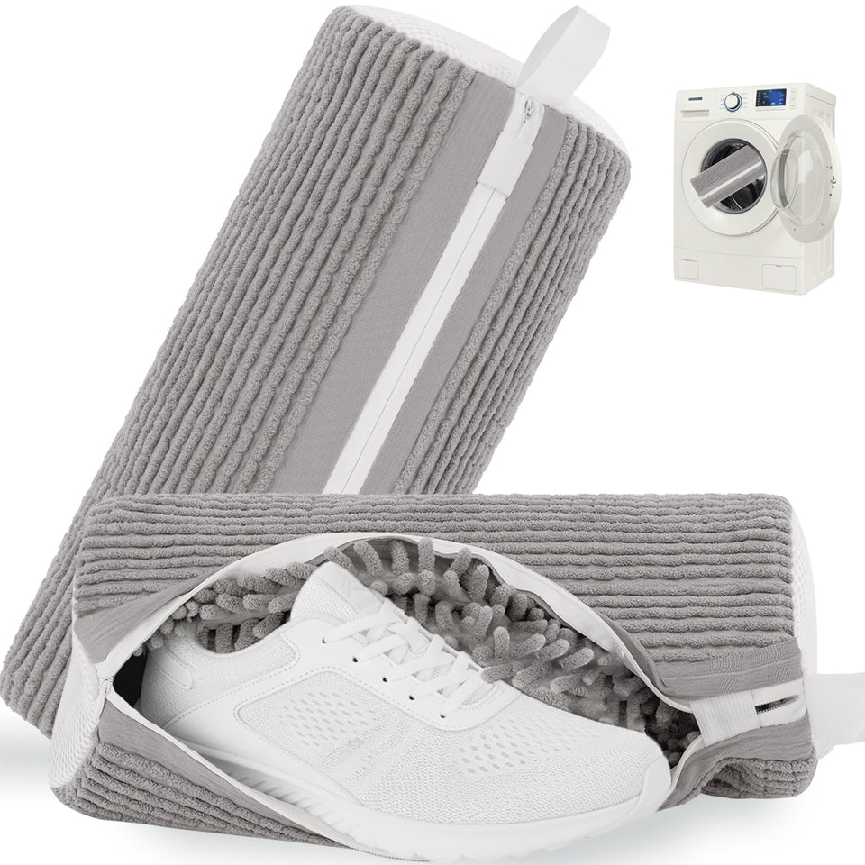 JEWKUP shoe washing bag with side opening for easy loading and thorough cleaning.