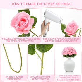 Jexine artificial pink roses: realistic texture for home decor