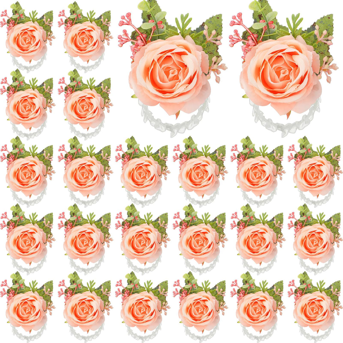 Jexine rose wrist corsage pink close-up with elastic band for comfortable wear