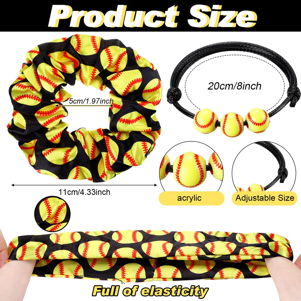 Jexine softball hair ties secure wear during sports and everyday use