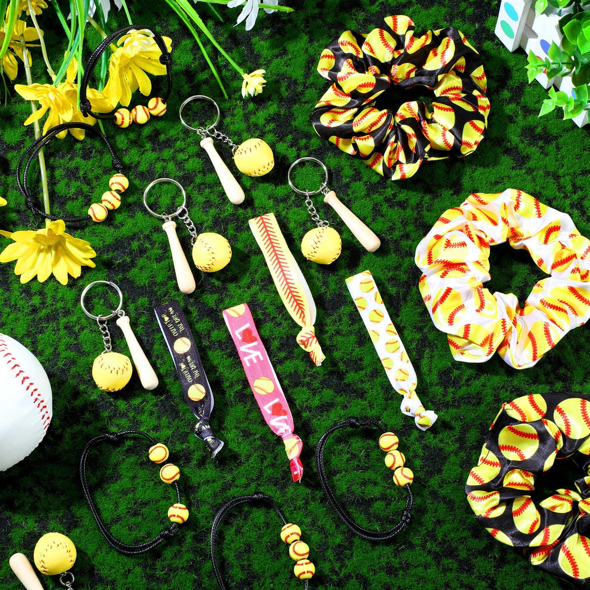 Jexine softball keychains with bat and baseball for keys or bags
