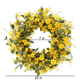 J'FLORU artificial spring wreath suitable for indoor or outdoor decor year-round use.