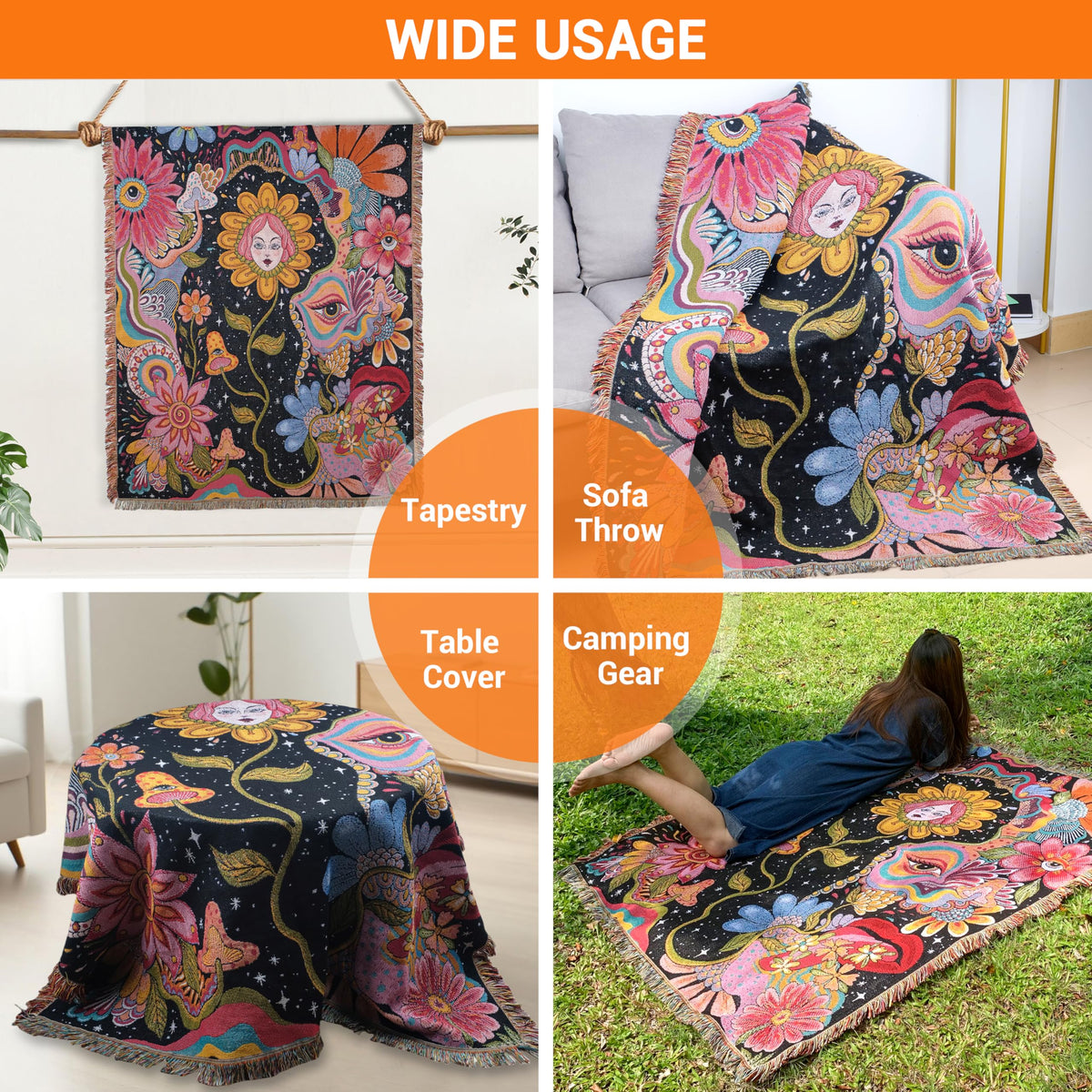 Blanket draped over bed creates a relaxing lounge look