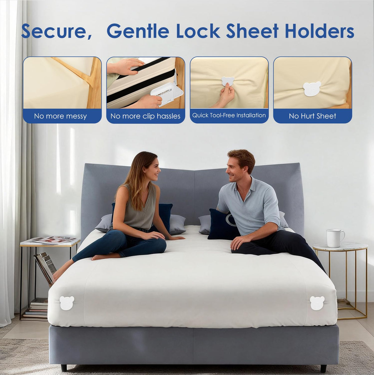 Jiaao bed sheet holders gift-ready packaging emphasizes practical home upgrade.