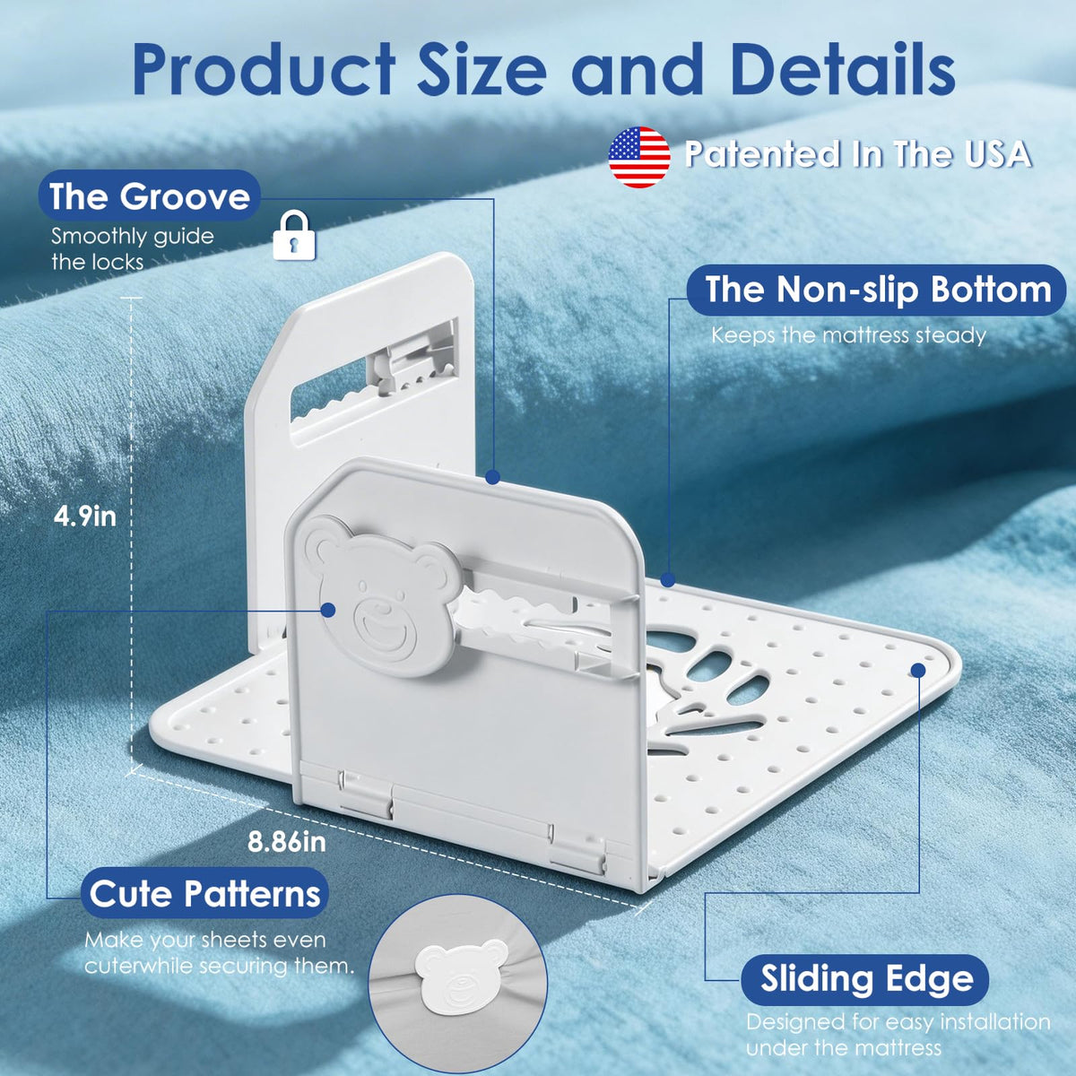 Jiaao bed sheet holders universal-fit design fits all mattress sizes and sheet types.
