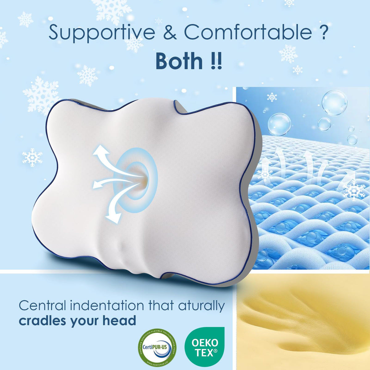 Jiaao CertiPUR-US memory foam delivers firm, adaptive support.