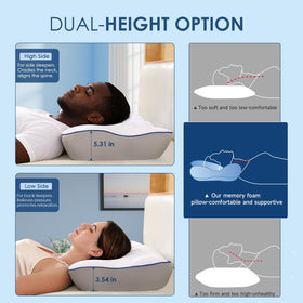 Jiaao pillow offers two height options for back and side sleepers.