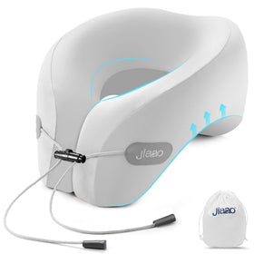 Jiaao travel pillow memory foam with adjustable drawstring for secure flight comfort.