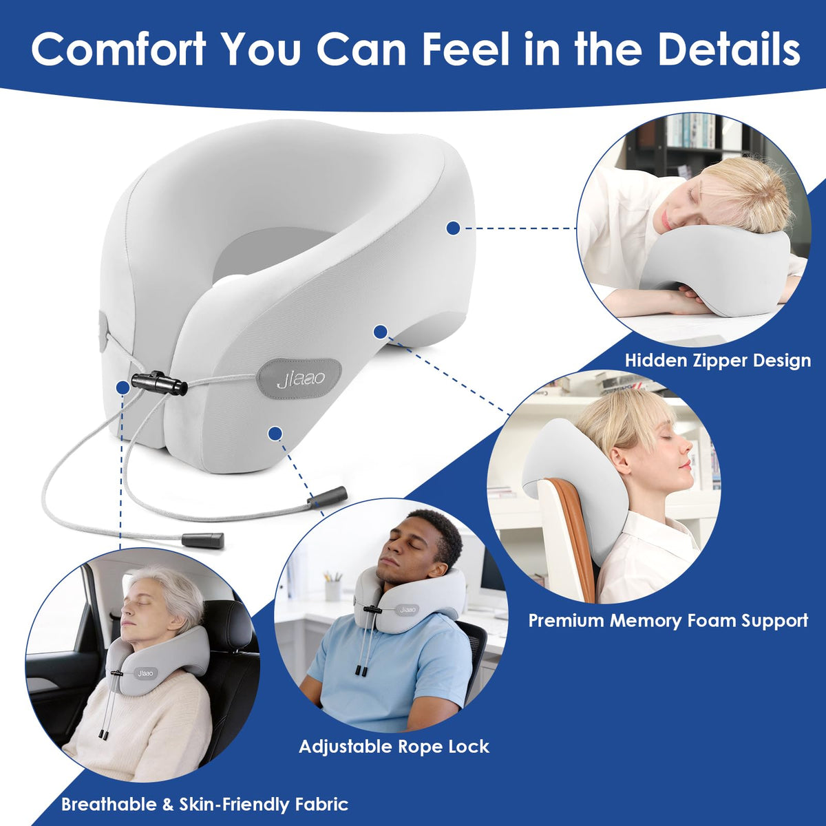 Jiaao memory foam pillow demonstrates soft yet supportive cushioning for neck and shoulders.