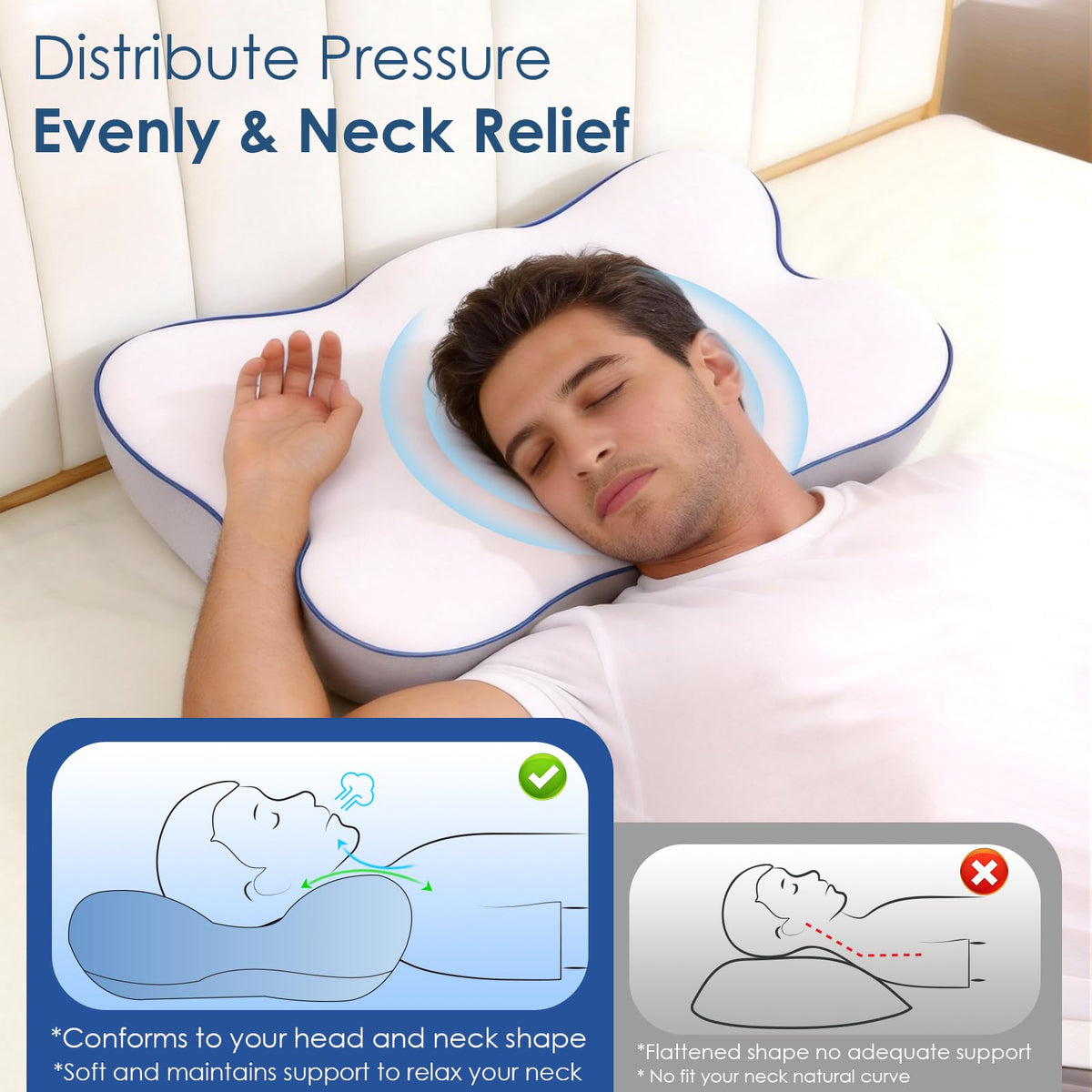 Jiaao ergonomic pillow with 3D contour supports neck alignment for restful sleep.