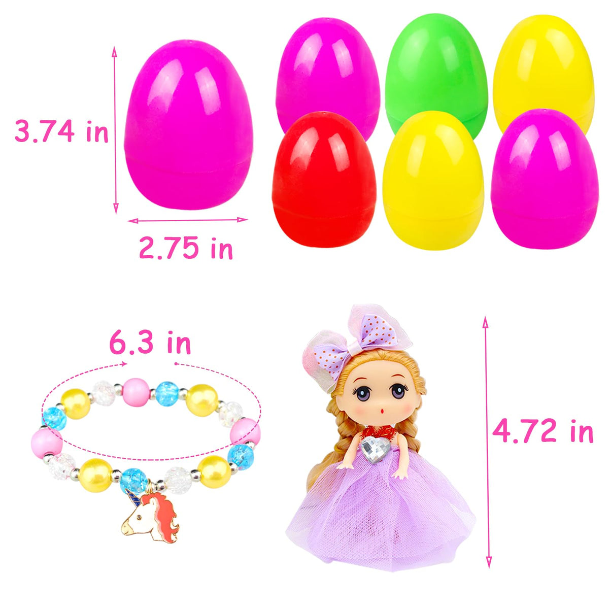 JIABNUKKN Easter egg with colorful bracelets inside, perfect for party favors.