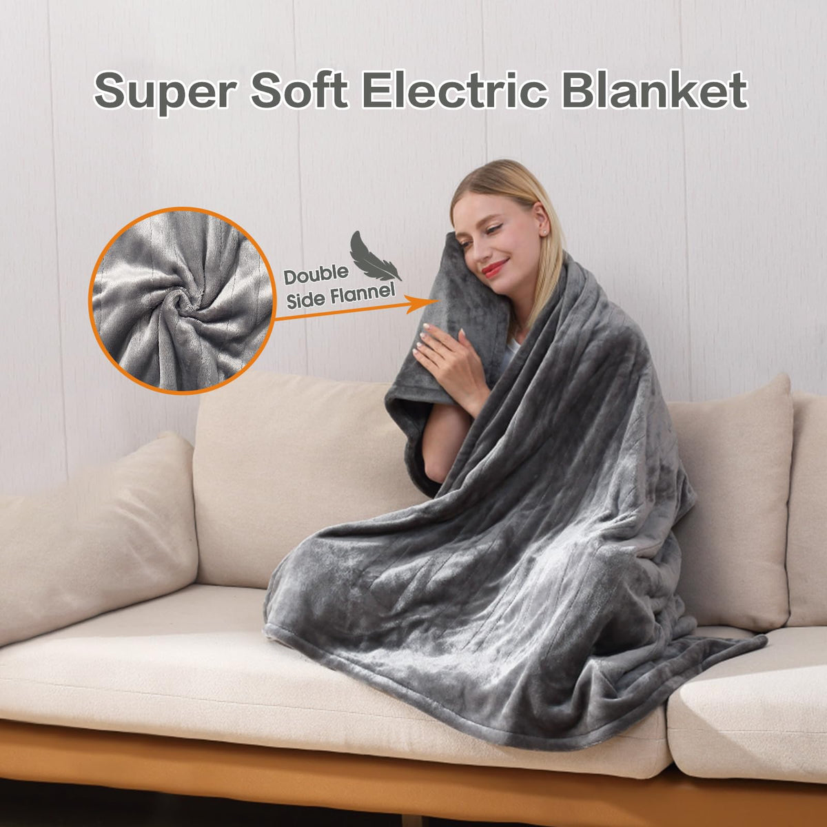 JIAMEIDING heated blanket throw control panel showing three heating levels