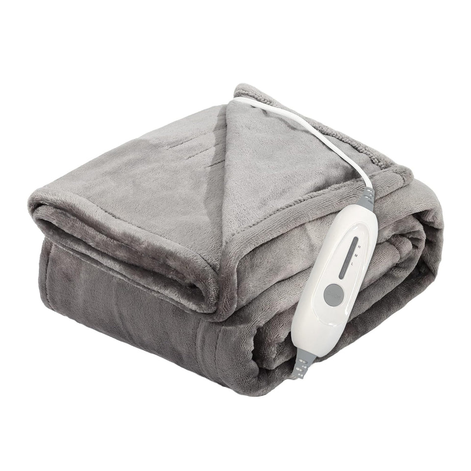 JIAMEIDING heated blanket throw in soft flannel close-up showing plush texture and warmth