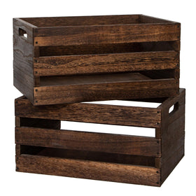 JIANGRENMU rustic vintage brown crate pair with handles for easy transport and display.