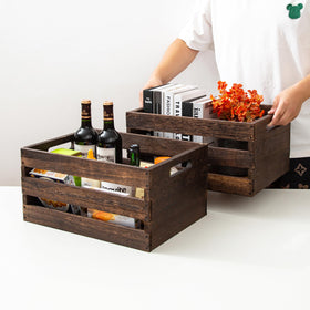 JIANGRENMU wood crate storage for kitchen or pantry organization.