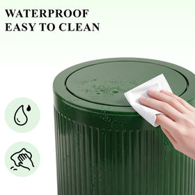 JiatuA round trash can with vertical stripe design to match decor