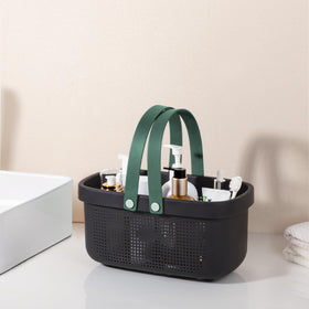 JiatuA shower caddy highlights drainage design to keep items dry after use.