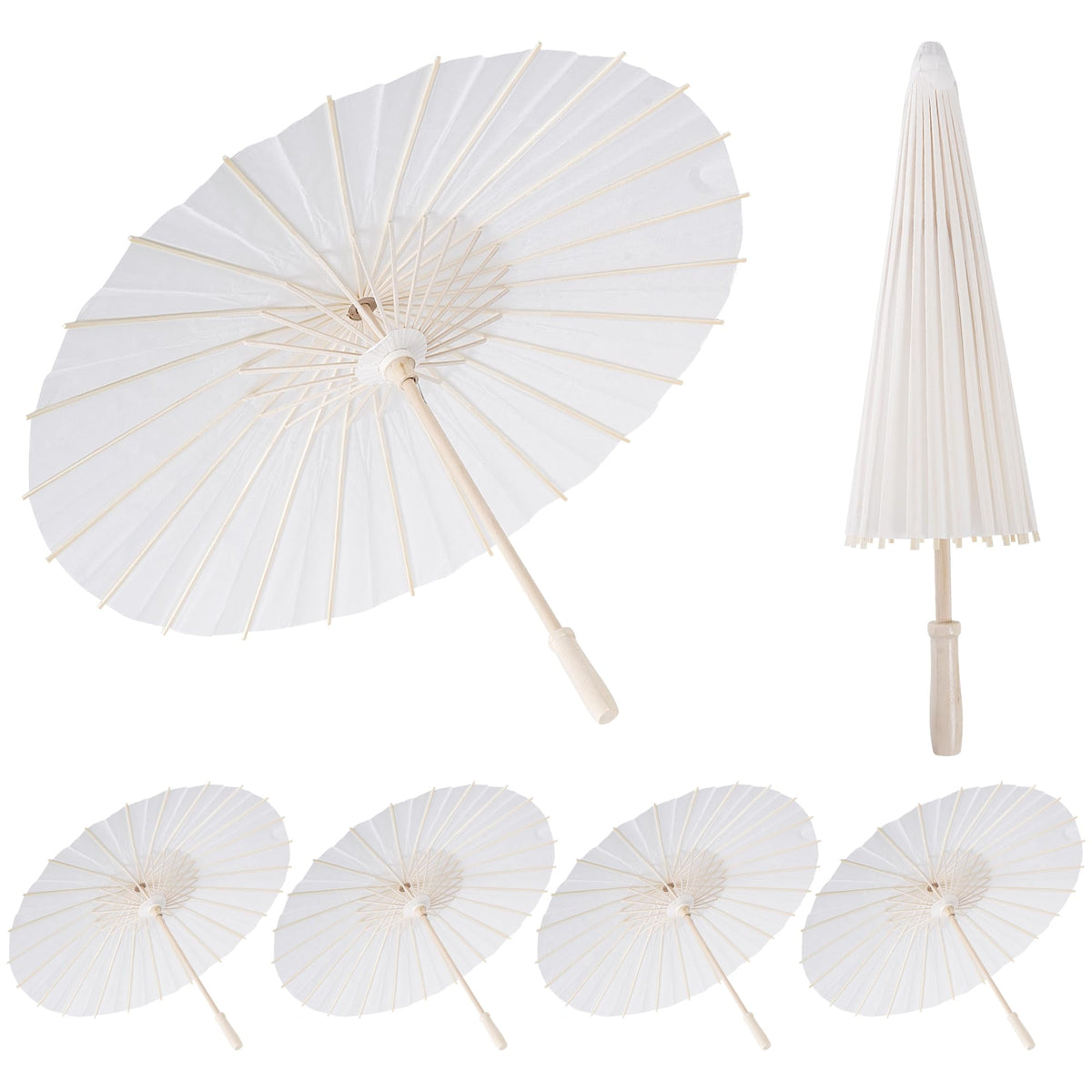 jiebor white parasol umbrella six-pack ready for wedding decor and DIY gifting