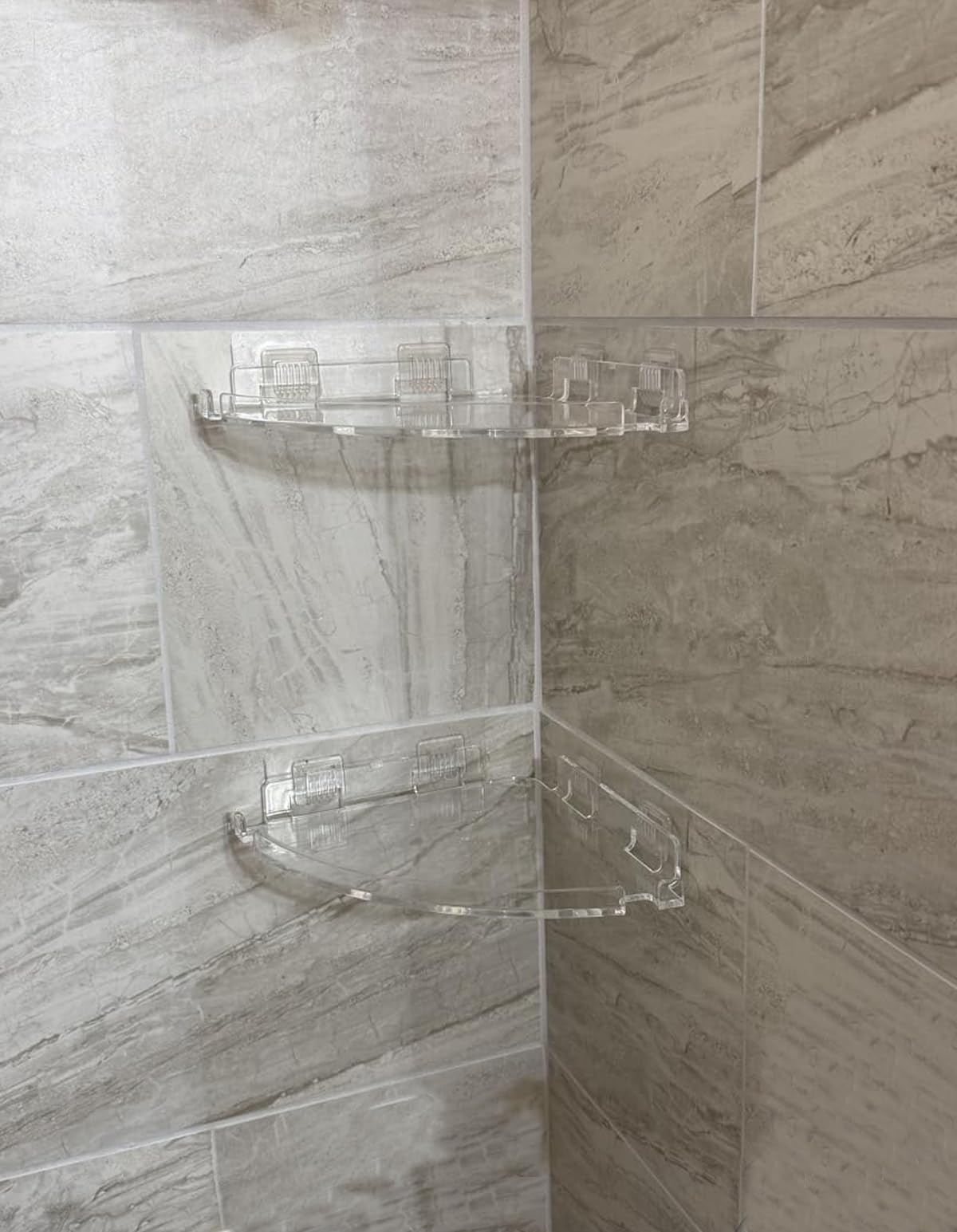 JiePai adhesive no-drill install shown on tiled wall for easy mounting.