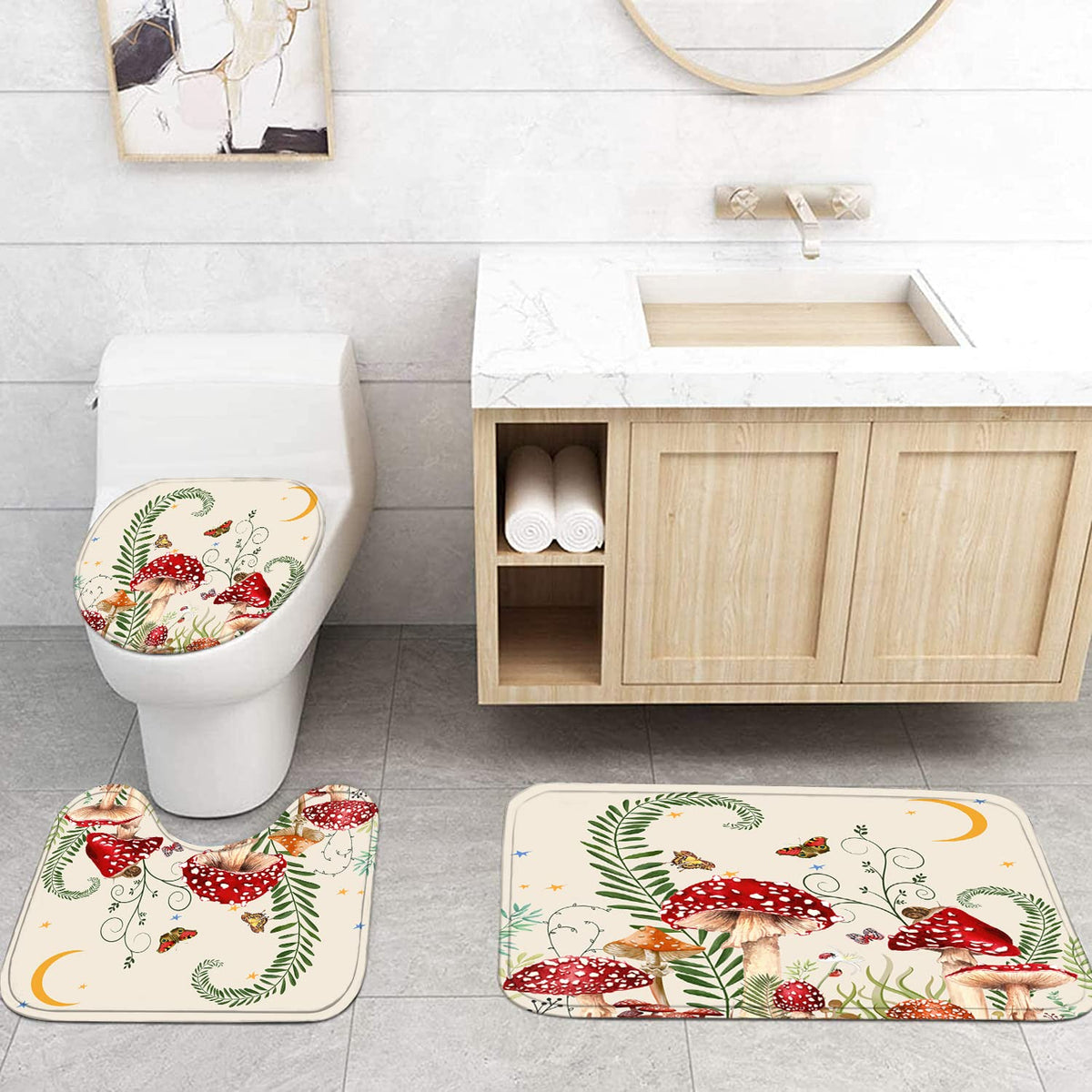 Soft flannel rug from the set adds warmth and colorfast comfort.