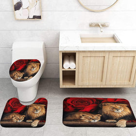 jieprom toilet lid cover completes the red rose and lion bathroom motif