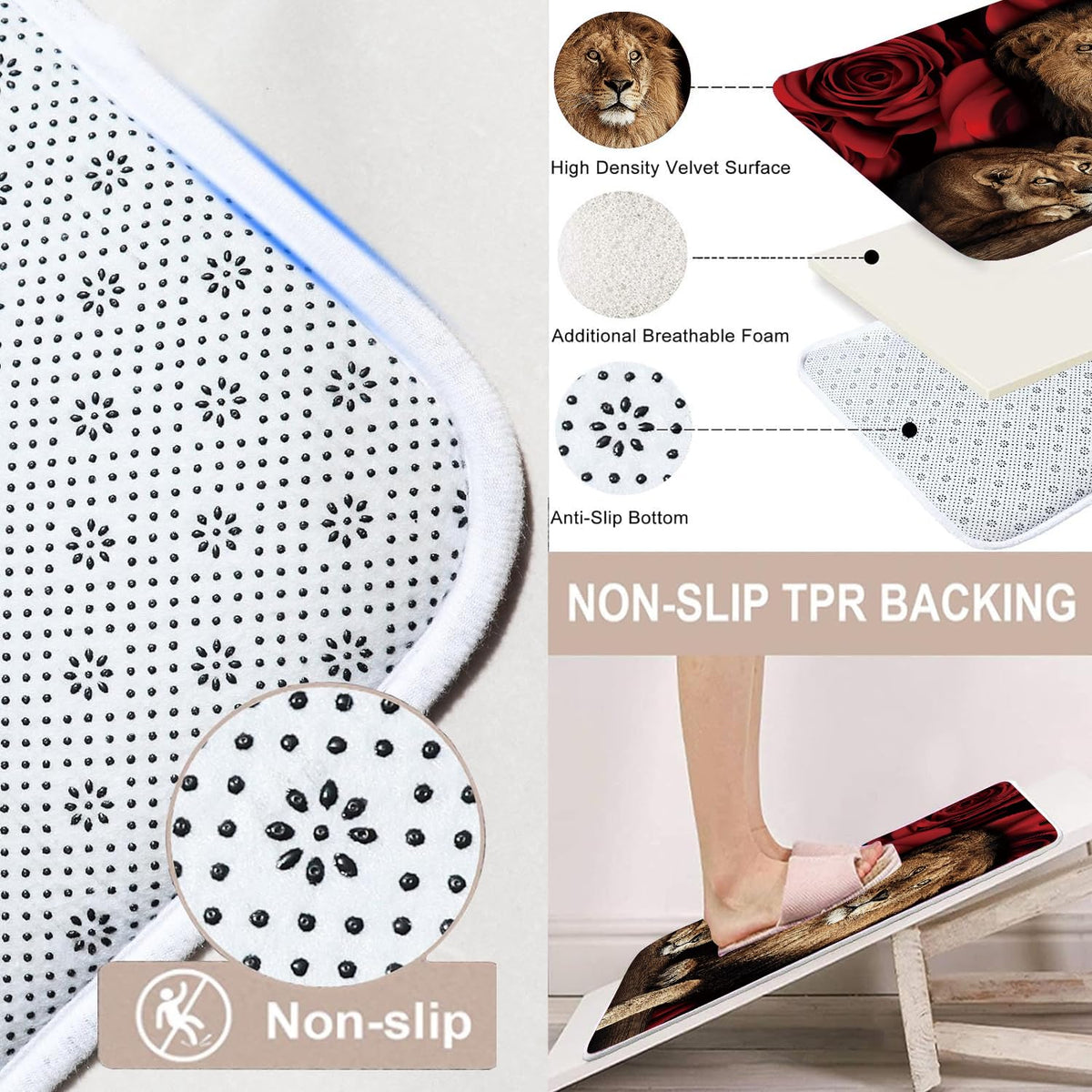 jieprom U shaped rug provides stable footing and plush feel