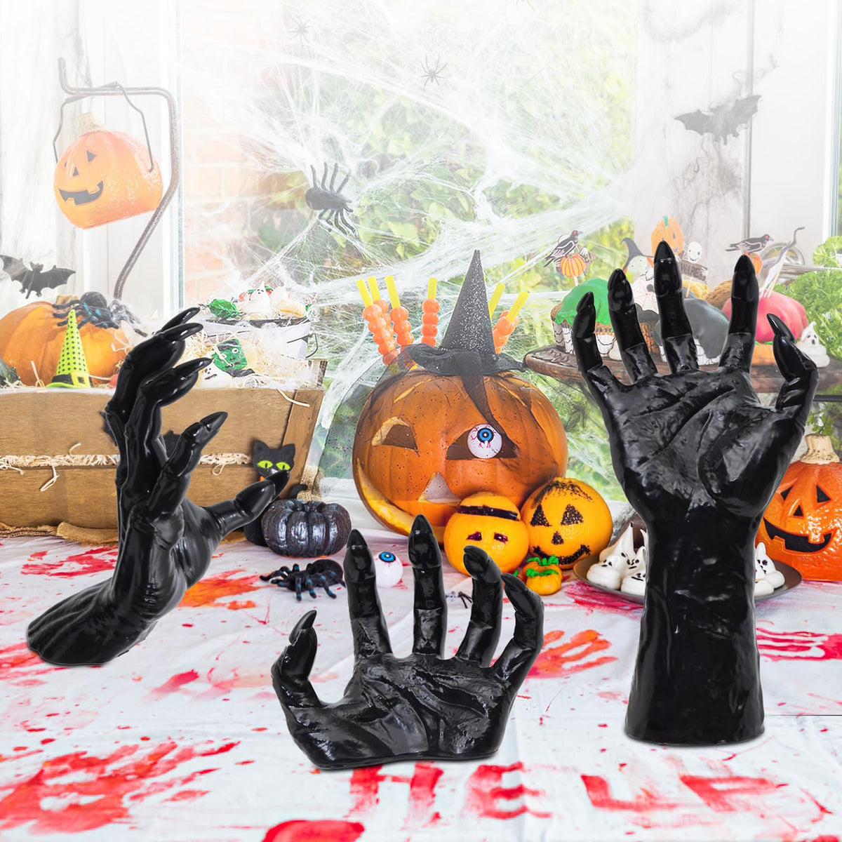 Jiesiity Halloween display ideas using hands as focal decor piece