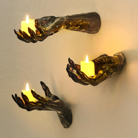 Jiesiity Gothic hands wall decor set of three with candlelight for dramatic display