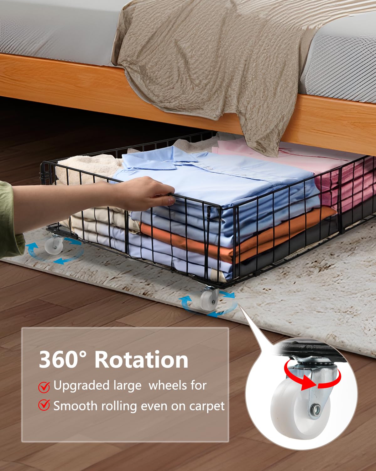 Jifader large-capacity under-bed storage ideal for shoes
