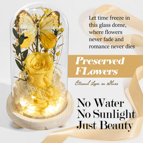 JIGQGY yellow preserved rose, long-lasting color for years of decoration.